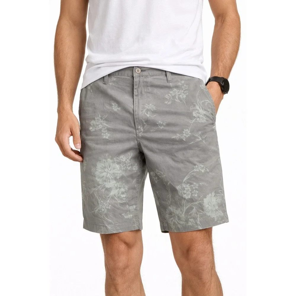 AG ADRIANO GOLDSCHMIED Wanderer Slim Trouser Shorts‎ Gray Floral Size 38